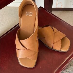 Frye and Co. Tulya Solid Brown All Man Made Slip On Sandals sz 8.5